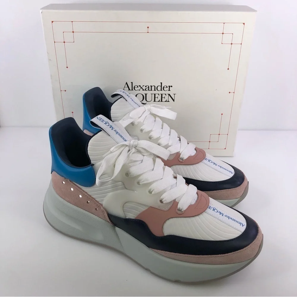 $690 Mens Alexander McQueen Oversized Trainers Sneakers White/Multi Shoes